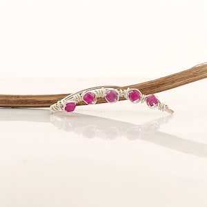 Red Ruby Ear Climbers, Sterling Silver Minimalist Earrings, July Birthstone Jewelry, Handmade Gift for Her