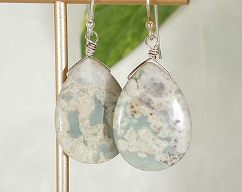 Peace Jasper Earrings.  Natural Stone Earrings.  Silver Earrings for Women.  Gift for Her. Unique, Handmade, Boho Hippie, Minimalist.