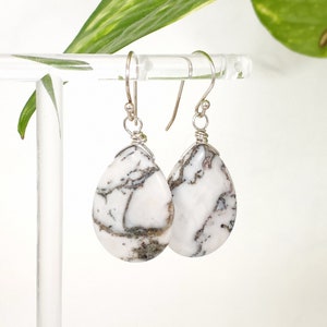 Pinetree Opal Earrings, Natural River Stone Drop Earrings, Earthy Bohemian Jewelry, Handmade Jewelry, Gift for Wife Mom Her.