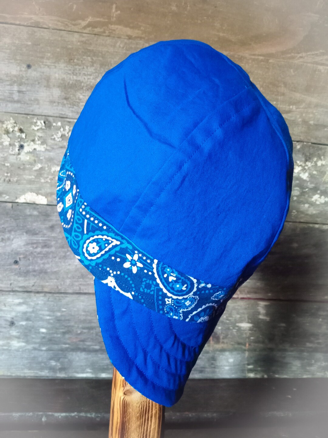 Blue With Blue Bandana Welding Hat, Reversible Welding Hat Etsy