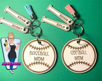 Baseball / Softball Mom Keychain or Bag Tag Digital File *not a physical product*