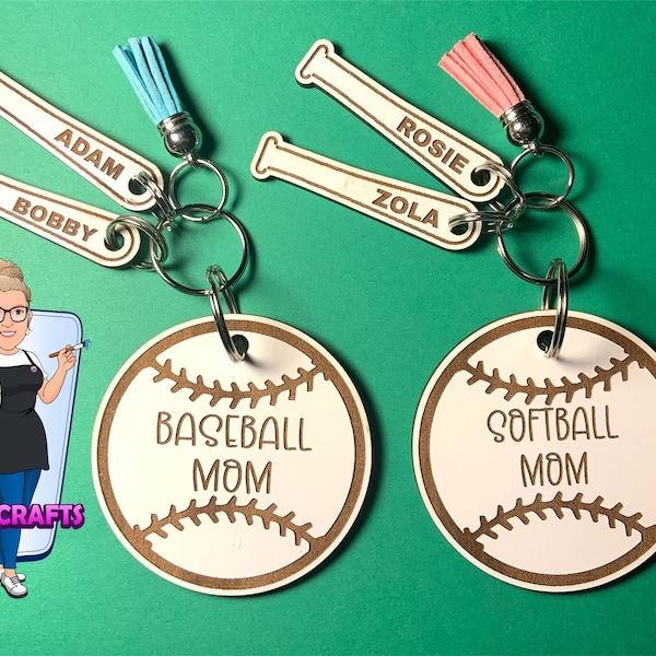 Baseball / Softball Mom Keychain or Bag Tag Digital File *not a physical product*