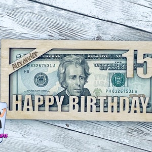 Happy Birthday money sleeve with 1 to 21 numbers *digital SVG file*, not a physical item
