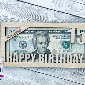 Capa de dinheiro de feliz aniversário com 1 a 21 números *arquivo SVG digital*, não um item físico
