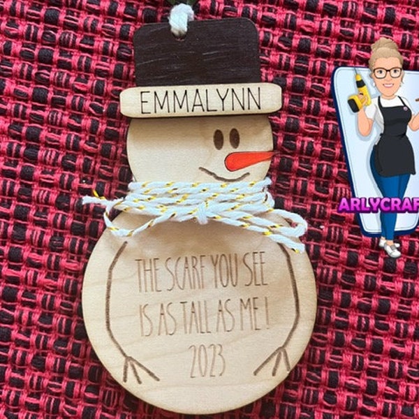 Digital Snowman ornament SVG file , add twine or yarn for child's height