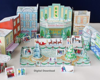 Christmas Town Paper Model Kit: Printable Holiday Decoration (Digital Download)
