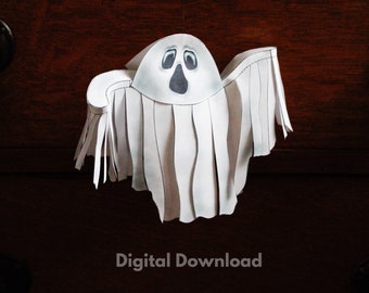 Make a Ghost Halloween Decoration, Paper Craft, Instant Download ghoul, Hanging Ghost