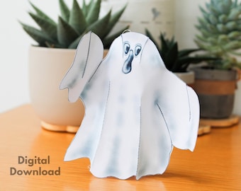 Digital Download Paper Ghost, Printable Halloween Decoration, DIY Model Ghost Kit