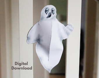 Hanging Paper Ghost Model, Instant Download Halloween Decoration, Party Decor, Paper Craft