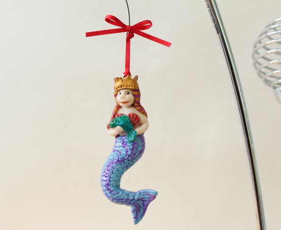 Polymer Clay Mermaid Ornament Mermaid Figurine Decoration Etsy