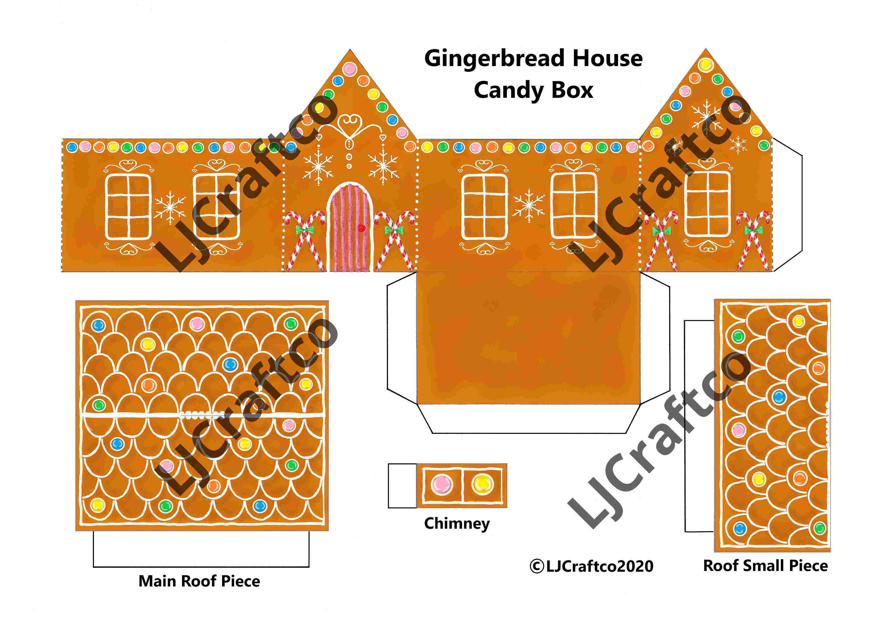 Printable Gingerbread House Candy Box Instant Download Etsy
