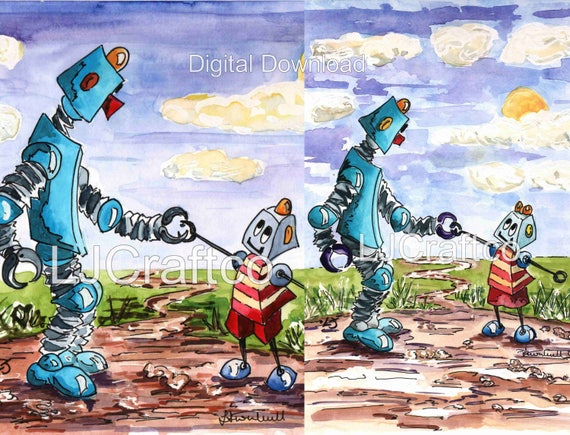 Digital Download Retro Robot Print Printable Father S Day Etsy Digital Download Retro Robot Print Printable Father S Day Etsy