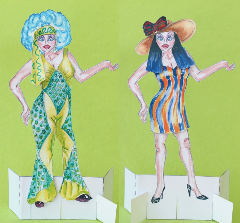 Drag Queen Paper Doll Instant Digital Download Showgirl Etsy