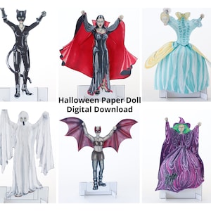 Halloween Paper Doll Kit, Halloween Decoration, Make it Yourself Witch, Vampire, Ghost Paper Craft, Printable Activity Set