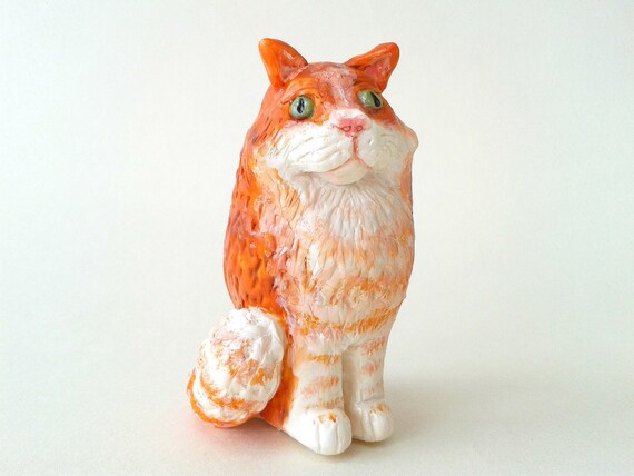 Set of 2 White Cat Figurines Ornament Home Decor Gift