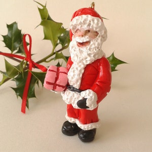 Polymer Clay Santa Claus Christmas Tree Decoration, Father Christmas Winter Holiday Ornament, Miniature Santa Bauble, Christmas Gift Idea