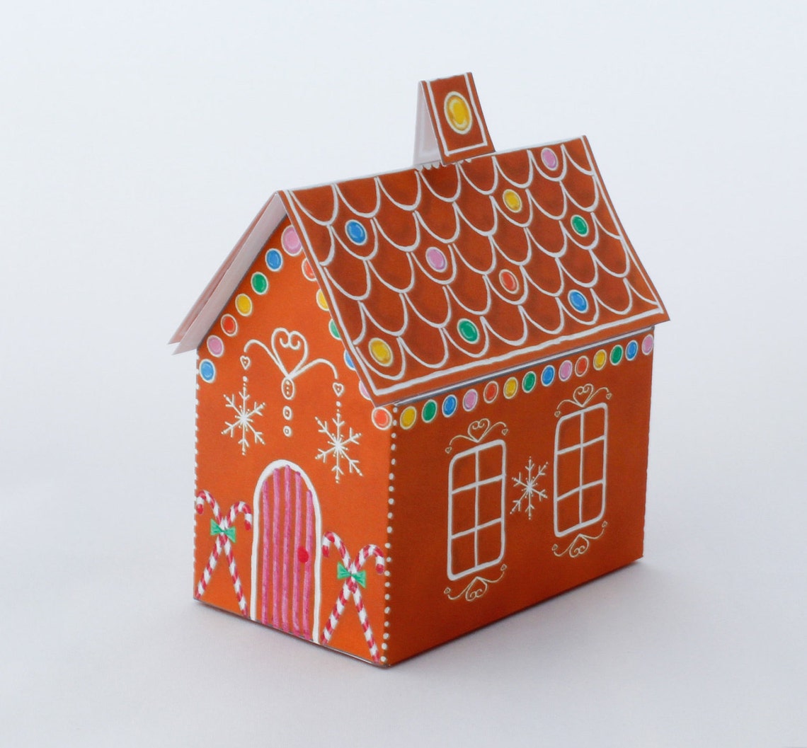 Printable Gingerbread House Candy Box, Instant Download Christmas Favor ...