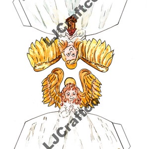 Digital Download Angel Decorations, DIY Christmas Angels, Print at Home Holiday Decor, Paper Angel Christmas Tree Topper, Make it Yourself image 2