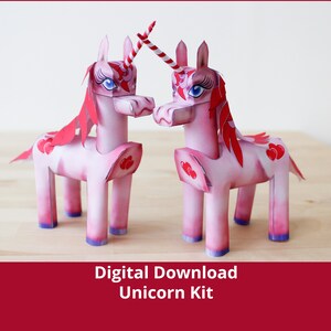 Paper Unicorn Kit: Pink Love Heart Table Decoration (Digital Download)
