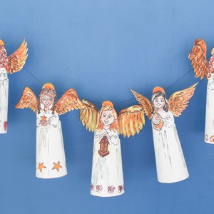 Digital Download Angel Decorations, DIY Christmas Angels, Print at Home Holiday Decor, Paper Angel Christmas Tree Topper, Make it Yourself image 8