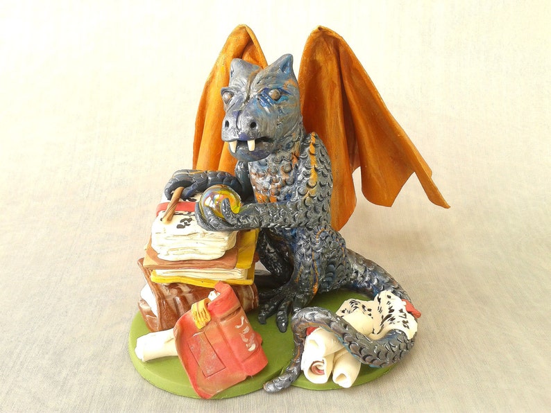 Polymer Clay Dragon Sculpture Magic Dragon Ornament OOAK Etsy