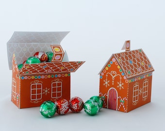 Printable Gingerbread House Candy Box: Christmas Favor (Digital Download)