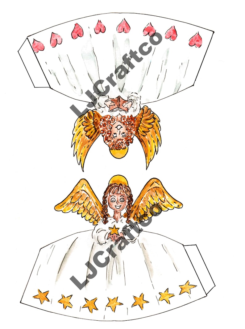 Digital Download Angel Decorations, DIY Christmas Angels, Print at Home Holiday Decor, Paper Angel Christmas Tree Topper, Make it Yourself image 3