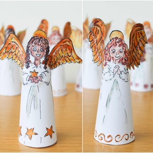 Digital Download Angel Decorations, DIY Christmas Angels, Print at Home Holiday Decor, Paper Angel Christmas Tree Topper, Make it Yourself image 6