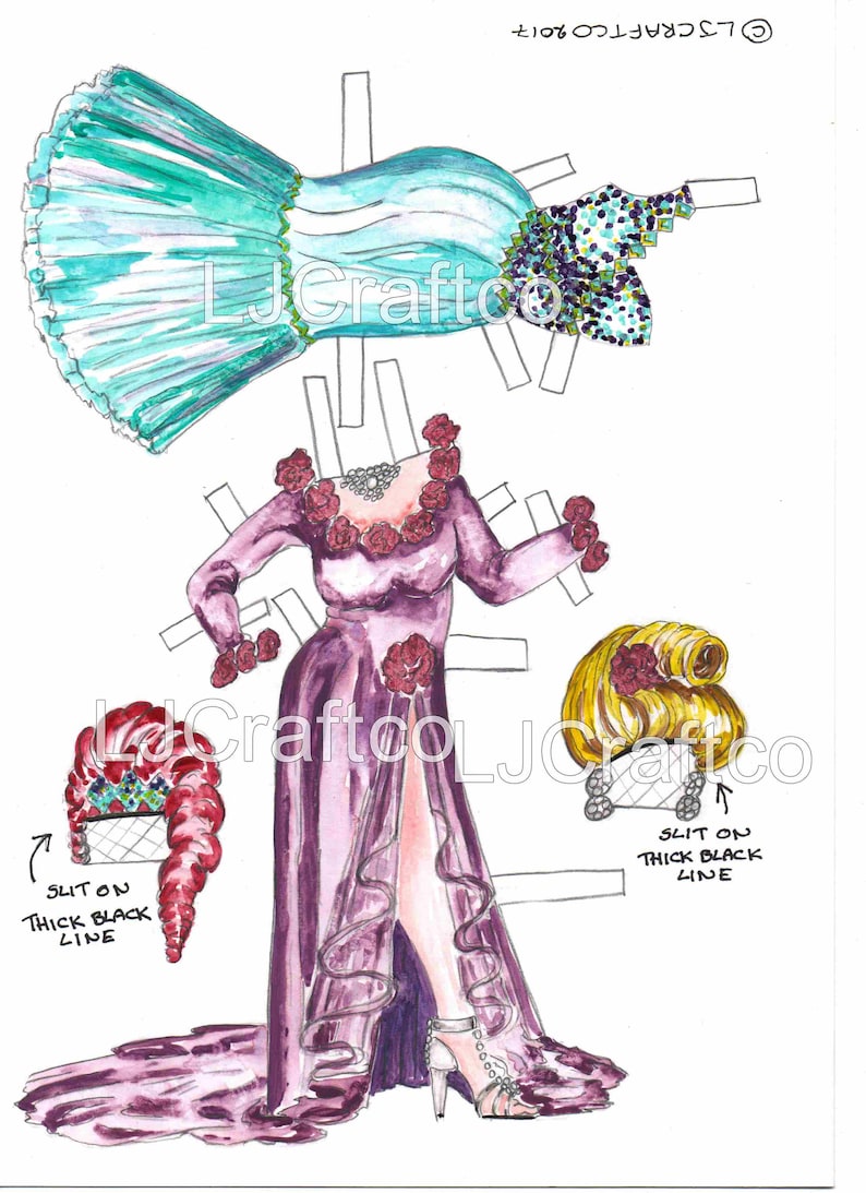 Drag Queen Paper Doll Instant Digital Download Showgirl Etsy