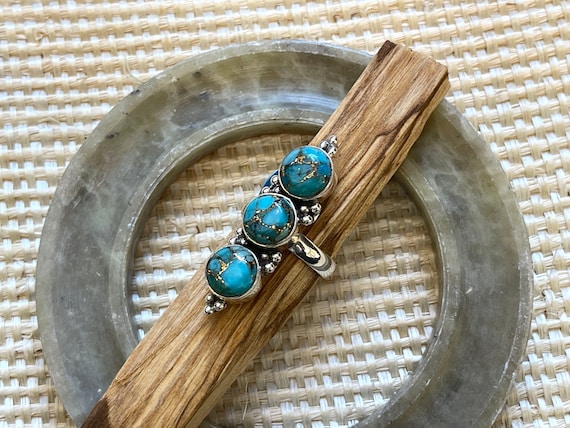 Sterling silver copper turquoise ring - image 1