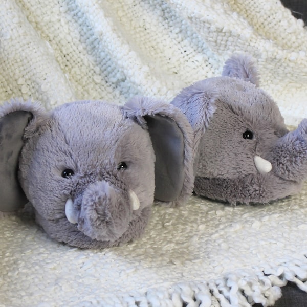 Fuzzy Elephant Slippers | Fluffy Animal Slippers | One Size Fits Most