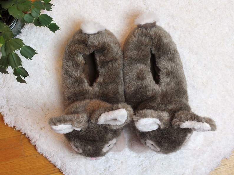 Brown Bunny Rabbit Slippers | Fluffy Bunny Animal Slippers | One Size ...