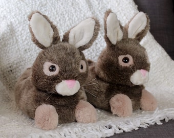 Brown Bunny Rabbit Slippers | Fluffy Bunny Animal Slippers | One Size Fits Most