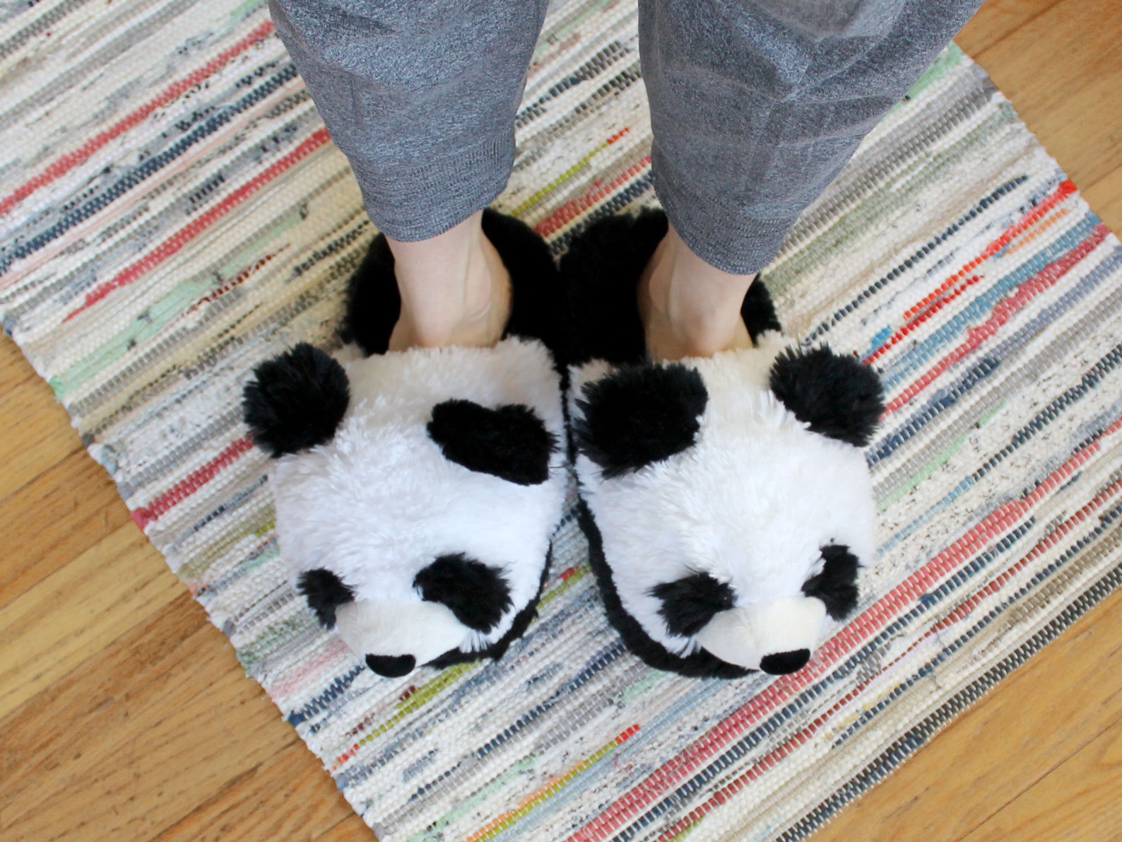Fuzzy Panda Slippers Fluffy Animal Slippers One Size Fits Etsy