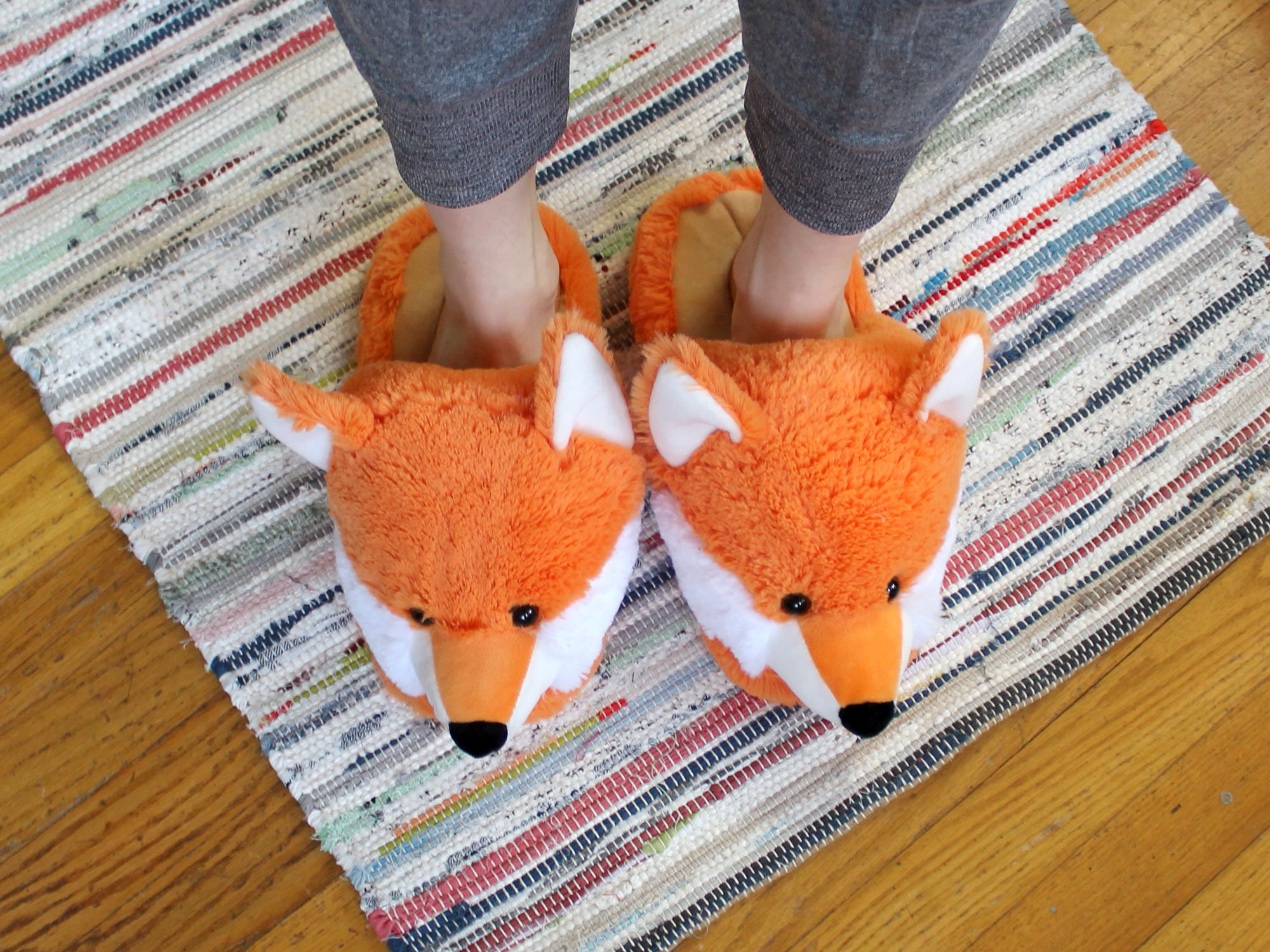 Fuzzy Fox Slippers Fluffy Animal Slippers One Size Fits Etsy