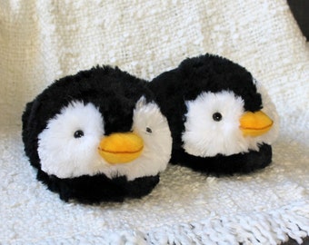 Fuzzy Penguin Slippers | Fluffy Animal Slippers | One Size Fits Most