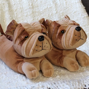 Bulldog Slippers Plush Dog Slippers Etsy Canada