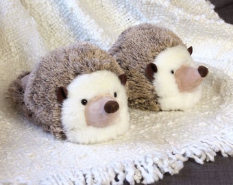 Fuzzy Hedgehog Slippers | Fluffy Animal Slippers | One Size Fits Most