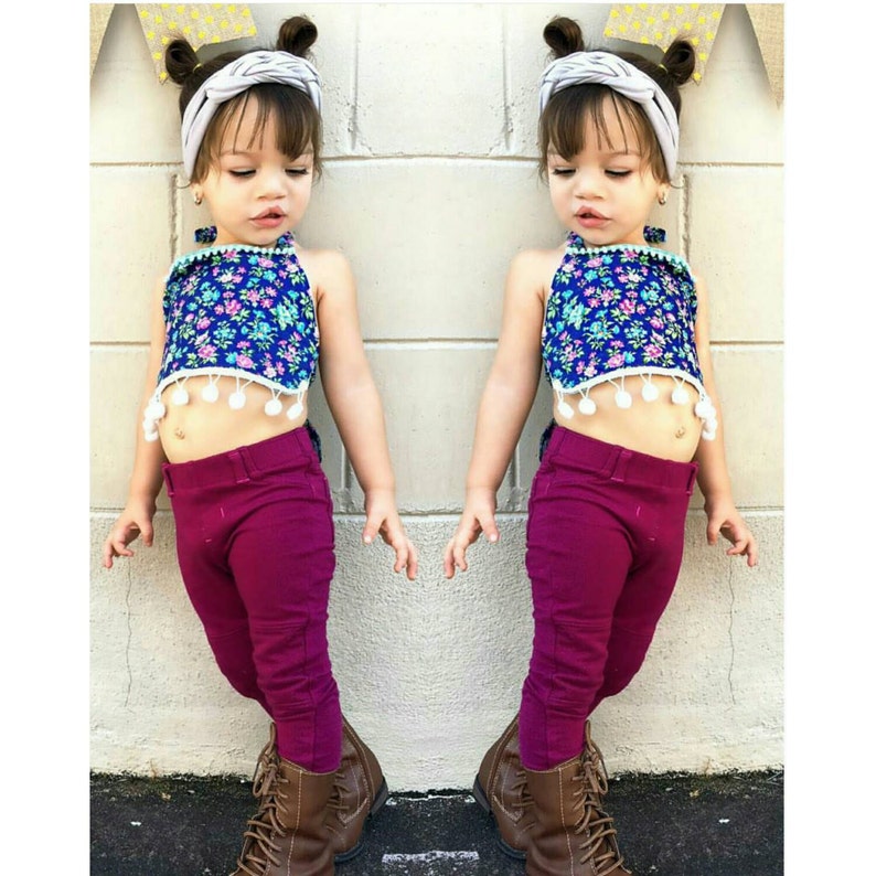 Floral Pom Crop Top