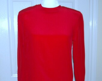 Vintage 80's / 90's Jones New York Red Silk Womens Blouse, French Cuffs, Back Buttons, Elegant and Classic  - Size 8 Petite