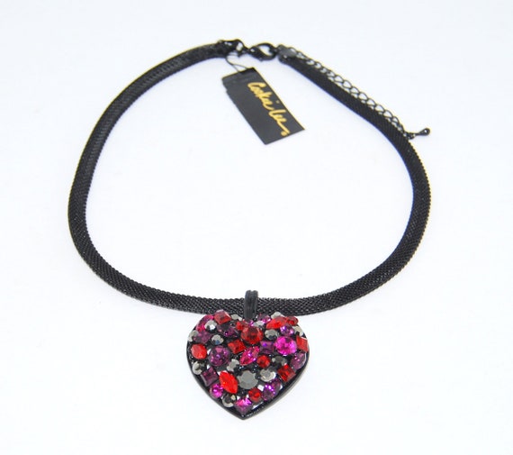 Vintage Cookie Lee Crystal Heart Pendant Necklace… - image 5