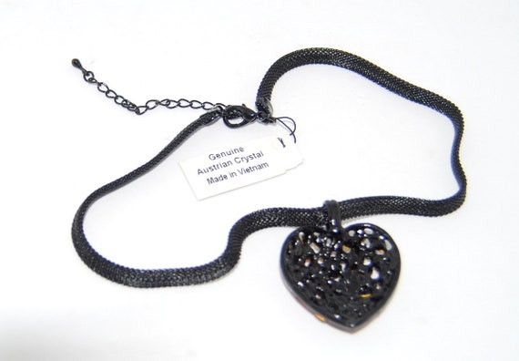 Vintage Cookie Lee Crystal Heart Pendant Necklace… - image 6