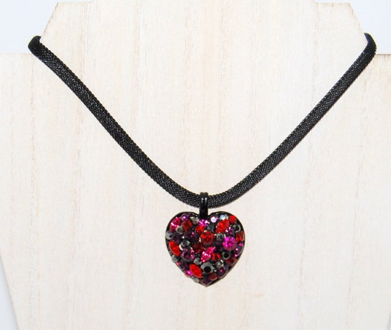 Vintage Cookie Lee Crystal Heart Pendant Necklace… - image 3