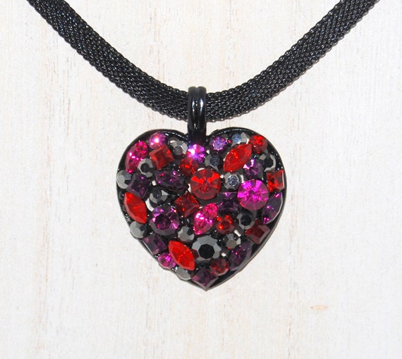 Vintage Cookie Lee Crystal Heart Pendant Necklace… - image 4