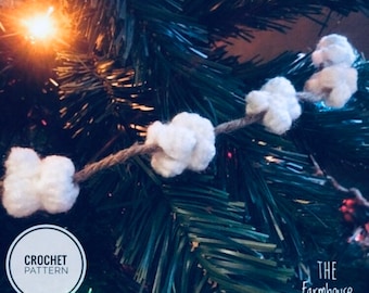 Crochet Popcorn Garland Pattern, Farmhouse Garland Pattern, Christmas Garland Pattern, Cotton Garland Pattern,