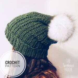 Crochet Hat PATTERN, Slouchy Hat PATTERN, Whispering Pine Beanie PATTERN,