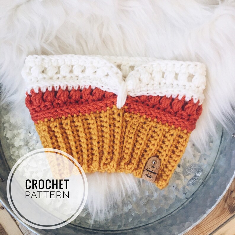 Crochet Earwarmer Hat Pattern Headband Pattern, Colors of Fall Earwarmer Pattern Messy Bun Beanie Pattern