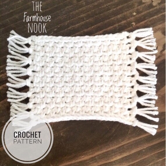Crochet Coaster Pattern, Farmhouse Mug Rug Pattern,