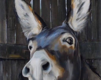 Donkey Portrait Print, Farmhouse Animal Art