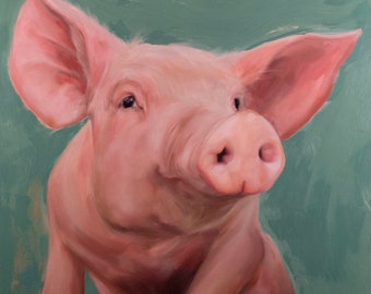 Au Naturel pig oil painting